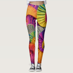Chromatische Muscheln: Lebendiges Spiralmosaik Leggings