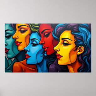 Chromatische Schönheiten - Lebendige Pop-Art-Fraue Poster