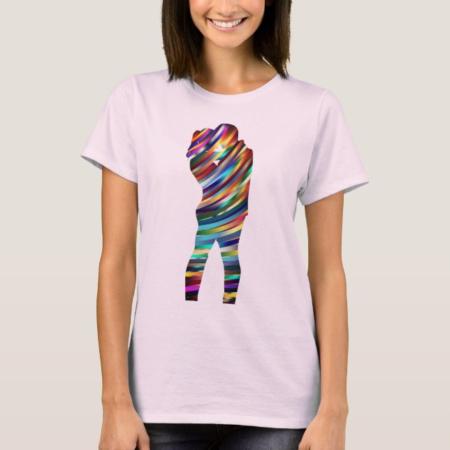 Chromatische Wellen Romantisches Paar T-Shirt (Vorderseite)