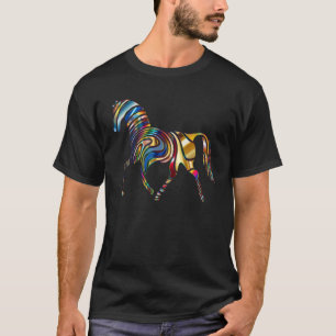 Chromatisches abstraktes Pferd Aquarell Kunst Reit T-Shirt