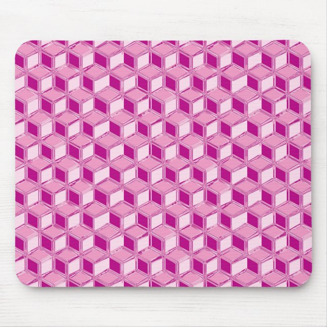 Chrome-3-d-Boxen - fuchsienrosa Mousepad (Vorne)