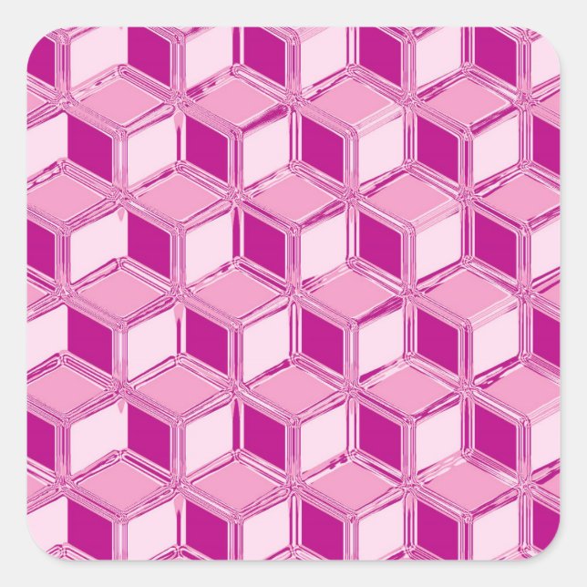 Chrome-3-d-Boxen - fuchsienrosa Quadratischer Aufkleber (Vorderseite)