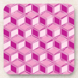 Chrome-3-d-Boxen - fuchsienrosa Untersetzer