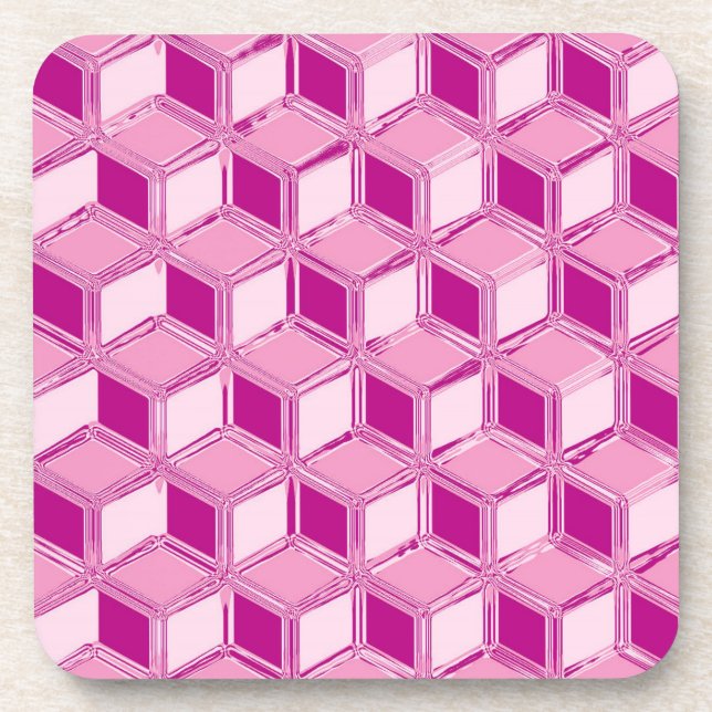 Chrome-3-d-Boxen - fuchsienrosa Untersetzer (Vorderseite)