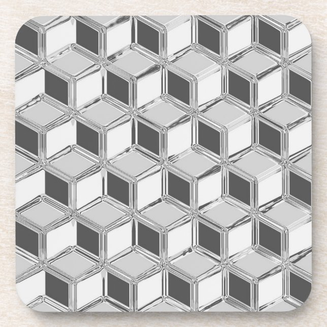 Chrome 3-d Boxen - silber grau Untersetzer (Vorderseite)