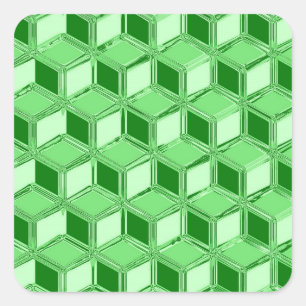 Chrome 3-d Boxen - Smaragdgrün Quadratischer Aufkleber