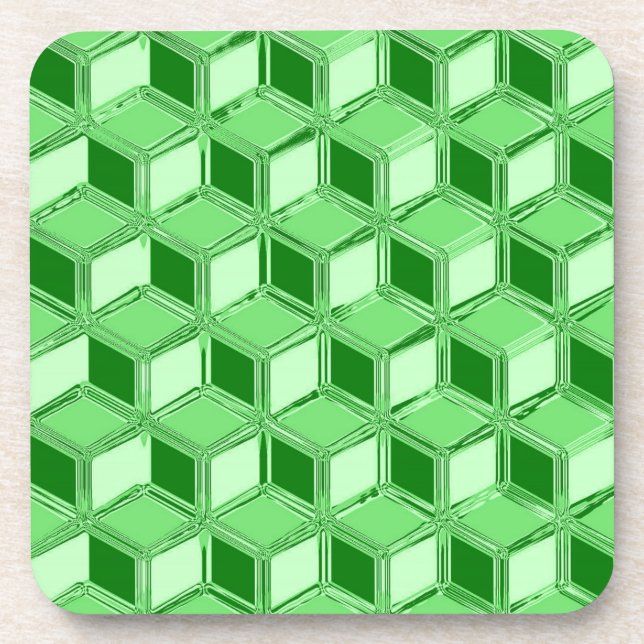 Chrome 3-d Boxen - Smaragdgrün Untersetzer (Vorderseite)