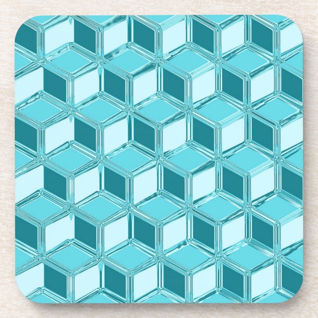 Chrome-3-d-Boxen - Türkis/Aqua Untersetzer (Vorderseite)