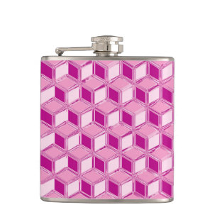 Chrome 3D-Boxen - Fuchsia-Pink Flachmann