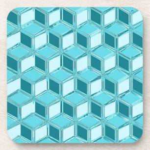 Chrome 3D-Boxen - Türkis / Aqua Untersetzer
