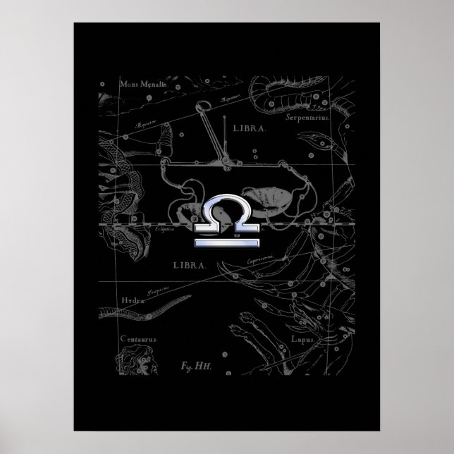 Chrome-ähnliches Libra-Sternzeichen auf Hevelius Poster (Vorne)