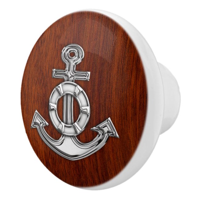 Chrome Anchor auf der nautischen Mahogany Grain Pr Keramikknauf (Rechts)