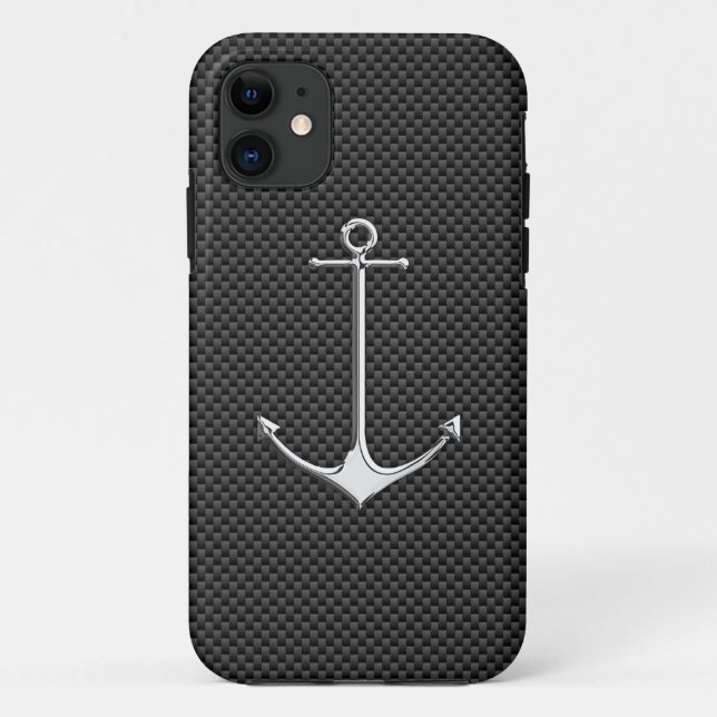 Chrome Anchor auf Kohlenstofffaser Nautical Lifest Case-Mate iPhone Hülle (Rückseite)