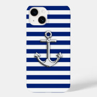 Chrome Anchor auf Navy Blue Stripes Decke