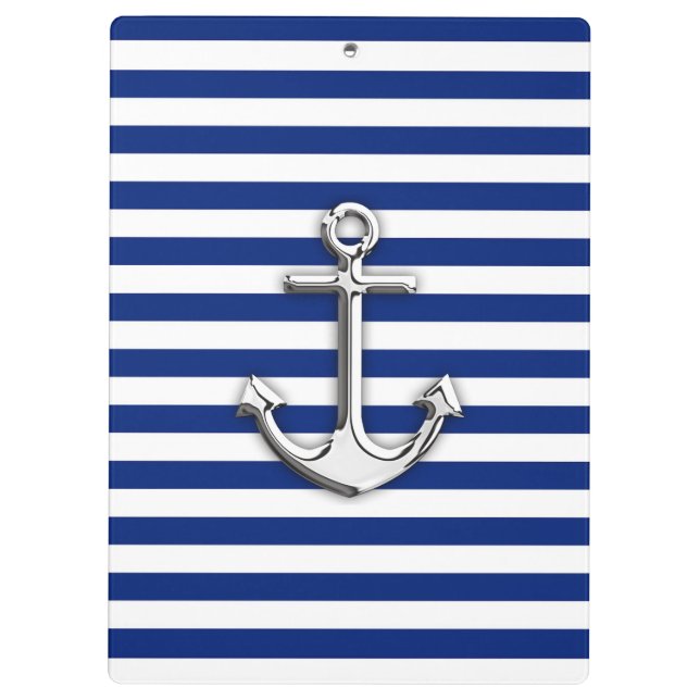 Chrome Anchor auf Navy Stripes Klemmbrett (Rückseite)
