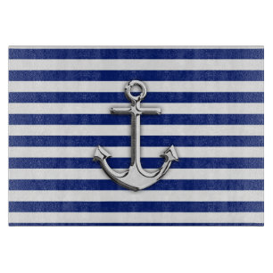 Chrome Anchor auf Navy Stripes Schneidebrett