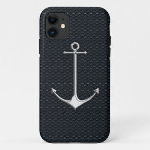 Chrome Anchor on Honeycombs Nautical Lifestyle iPhone 11 Hülle