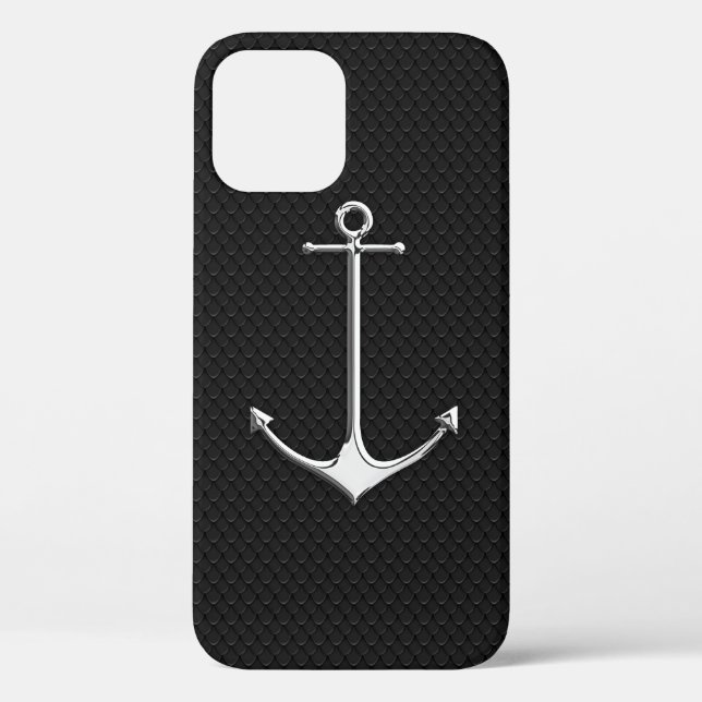 Chrome Anchor on Snake Skin Nautical Lifestyle Case-Mate iPhone Hülle (Rückseite)