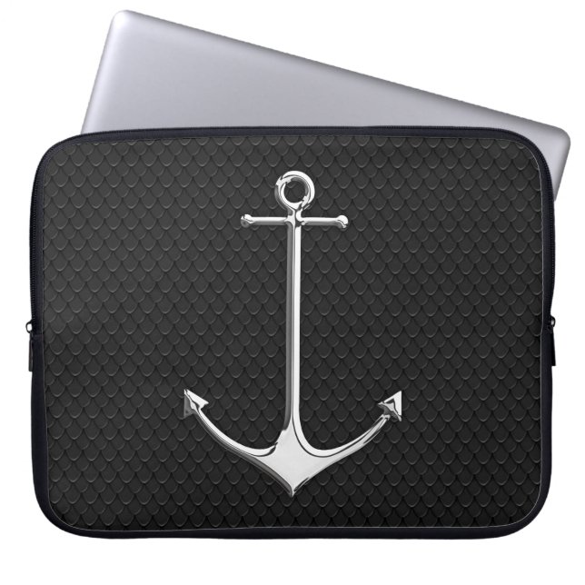 Chrome Anchor on Snake Skin Nautical Lifestyle Laptopschutzhülle (Vorderseite)