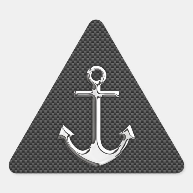 Chrome-Anker auf Kohlenstofffaser Dreieckiger Aufkleber (Vorderseite)