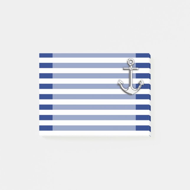 Chrome-Anker auf Navy-Streifen Post-it Klebezettel (Vorderseite)