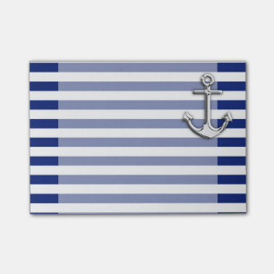 Chrome-Anker auf Navy-Streifen Post-it Klebezettel