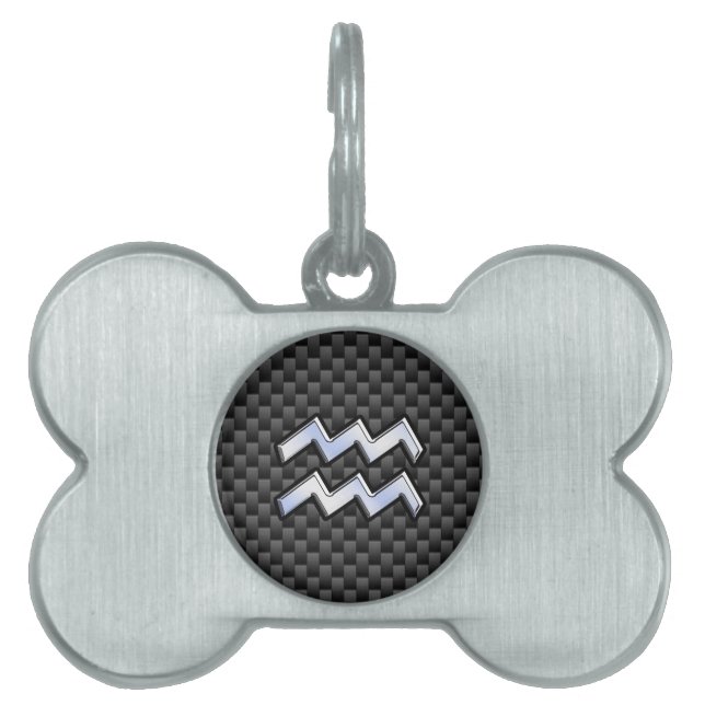 Chrome Aquarius Zodiac Sign Carbon Fibre Stile Tiermarke (Vorderseite)