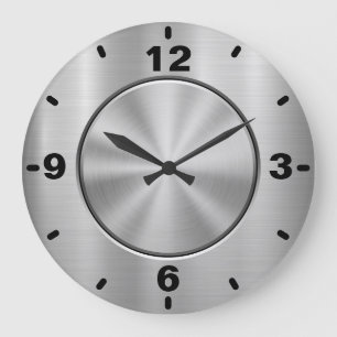 Chrome argent acier grande horloge