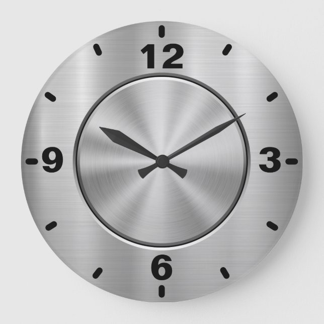 Chrome argent acier grande horloge (Recto)