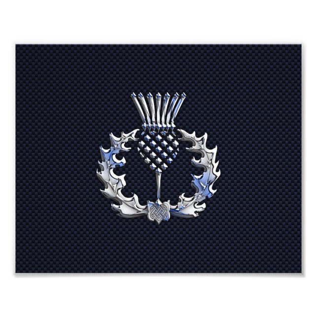 Chrome auf Carbon Fibre Print Scottish Thistle Fotodruck (Vorne)