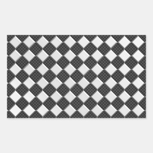 Chrome auf Carbon Fibre Style-Schachbrettern Rechteckiger Aufkleber