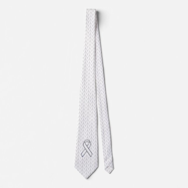 Chrome auf dem "White Strick Ribbon Awareness Prin Krawatte (Vorderseite)