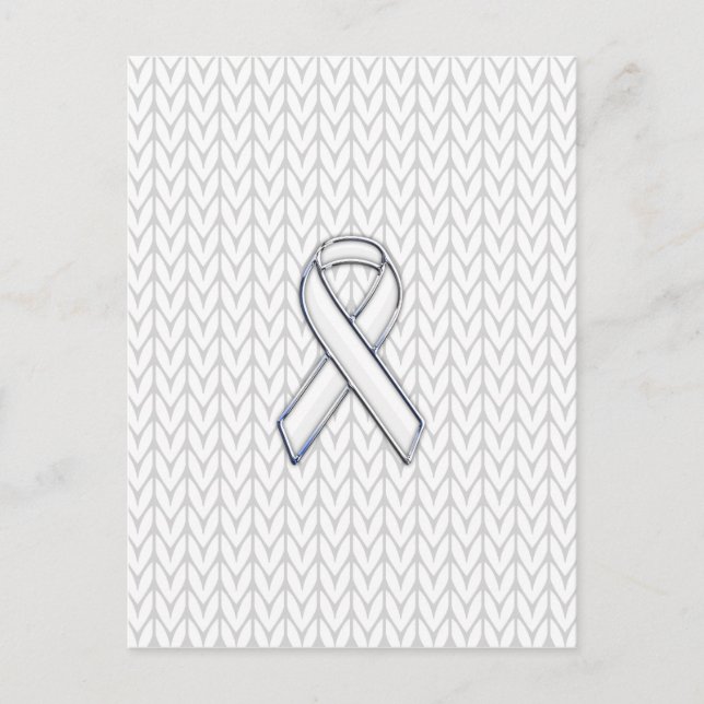 Chrome auf dem "White Strick Ribbon Awareness Prin Postkarte (Vorderseite)