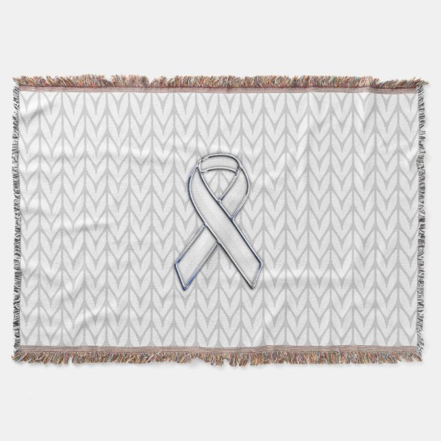 Chrome auf White Chevrons Band-Bewusstseinsdruck Decke (Vorderseite)