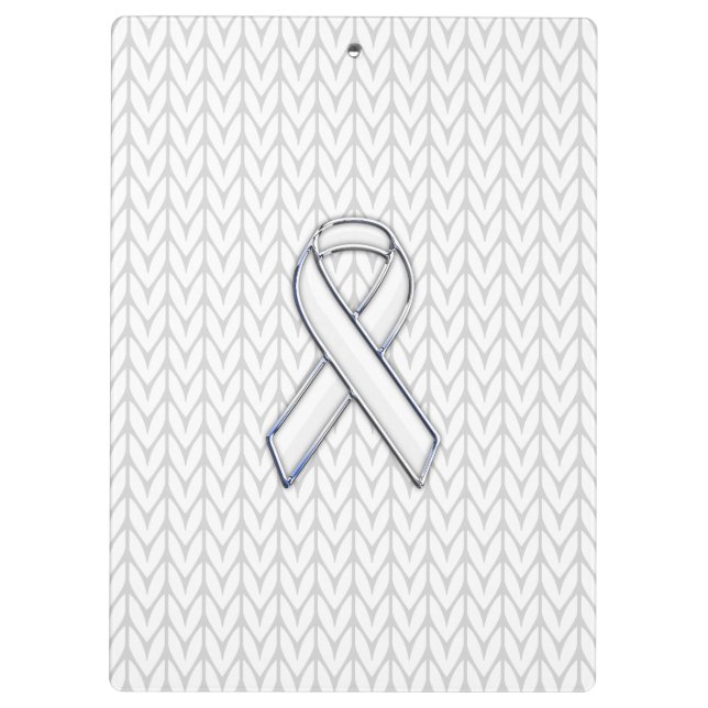 Chrome auf White Chevrons Band-Bewusstseinsdruck Klemmbrett (Rückseite)