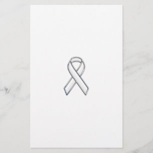 Chrome Belted Style White Ribbon Awareness Briefpapier