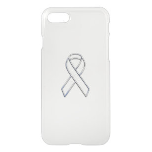 Chrome Belted White Ribbon Awareness iPhone SE/8/7 Hülle