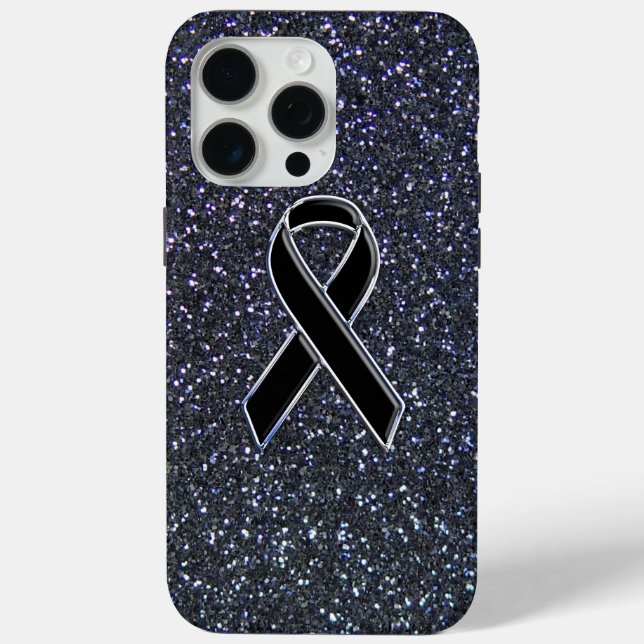 Chrome Black Ribbon Awareness Midnight Blue Case-Mate iPhone Hülle (Rückseite)