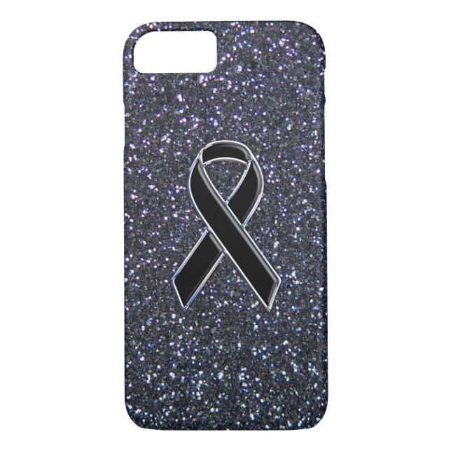 Chrome Black Ribbon Awareness Midnight Blue Case-Mate iPhone Hülle (Rückseite)