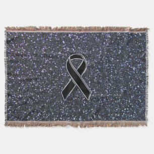 Chrome Black Ribbon Awareness Midnight Blue Decke