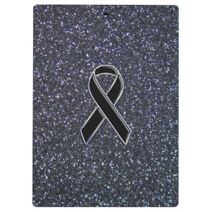 Chrome Black Ribbon Awareness Midnight Blue Klemmbrett