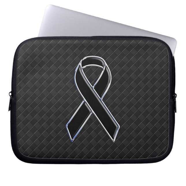 Chrome Black Ribbon Awareness Style Laptopschutzhülle (Vorderseite)