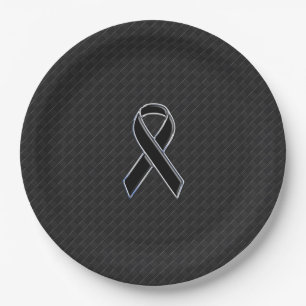 Chrome Black Ribbon Awareness Style Pappteller