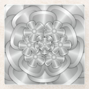Chrome-Blume - Silver Glass Untersetzer