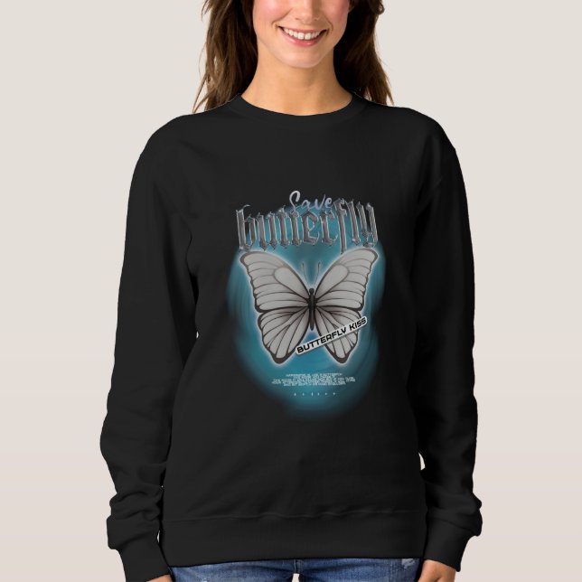 Chrome Butterfly Edgy Aesthetic Streetwear Sweatshirt (Vorderseite)