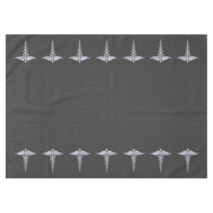 Chrome Caduceus Medical Symbol Carbon Fibre Print Tischdecke