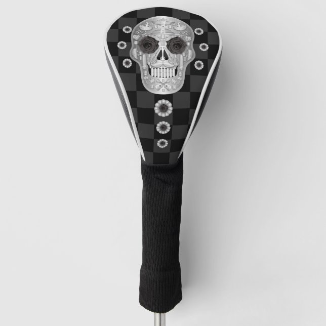 Chrome Calavera (Black Rose) Golf Head Cover Headcover (Vorderseite)