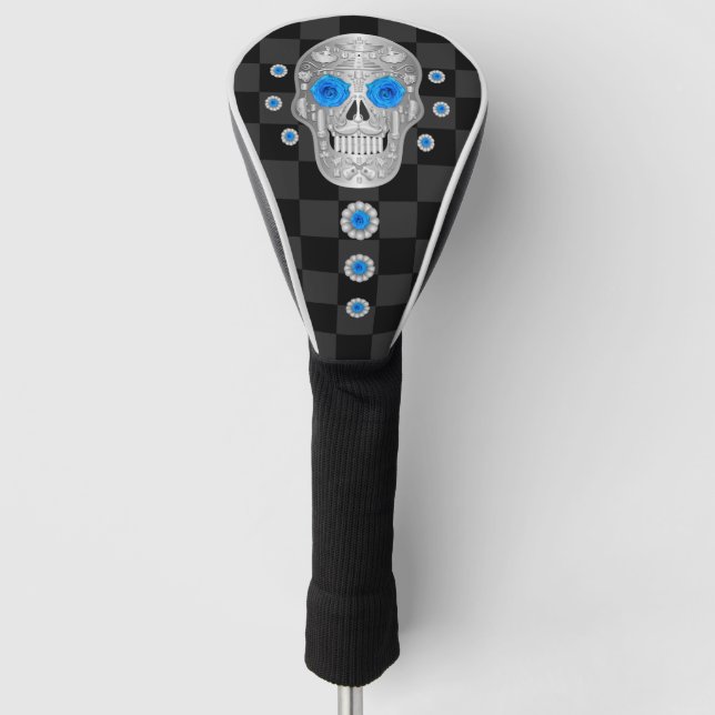 Chrome Calavera (Blue Rose) Golf Head Cover Golf Headcover (Vorderseite)