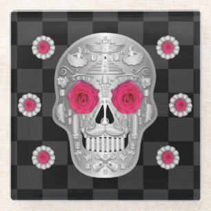 Chrome Calavera Glass Untersetzer