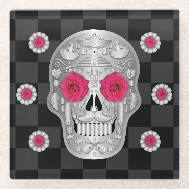 Chrome Calavera Glass Untersetzer (Vorderseite)